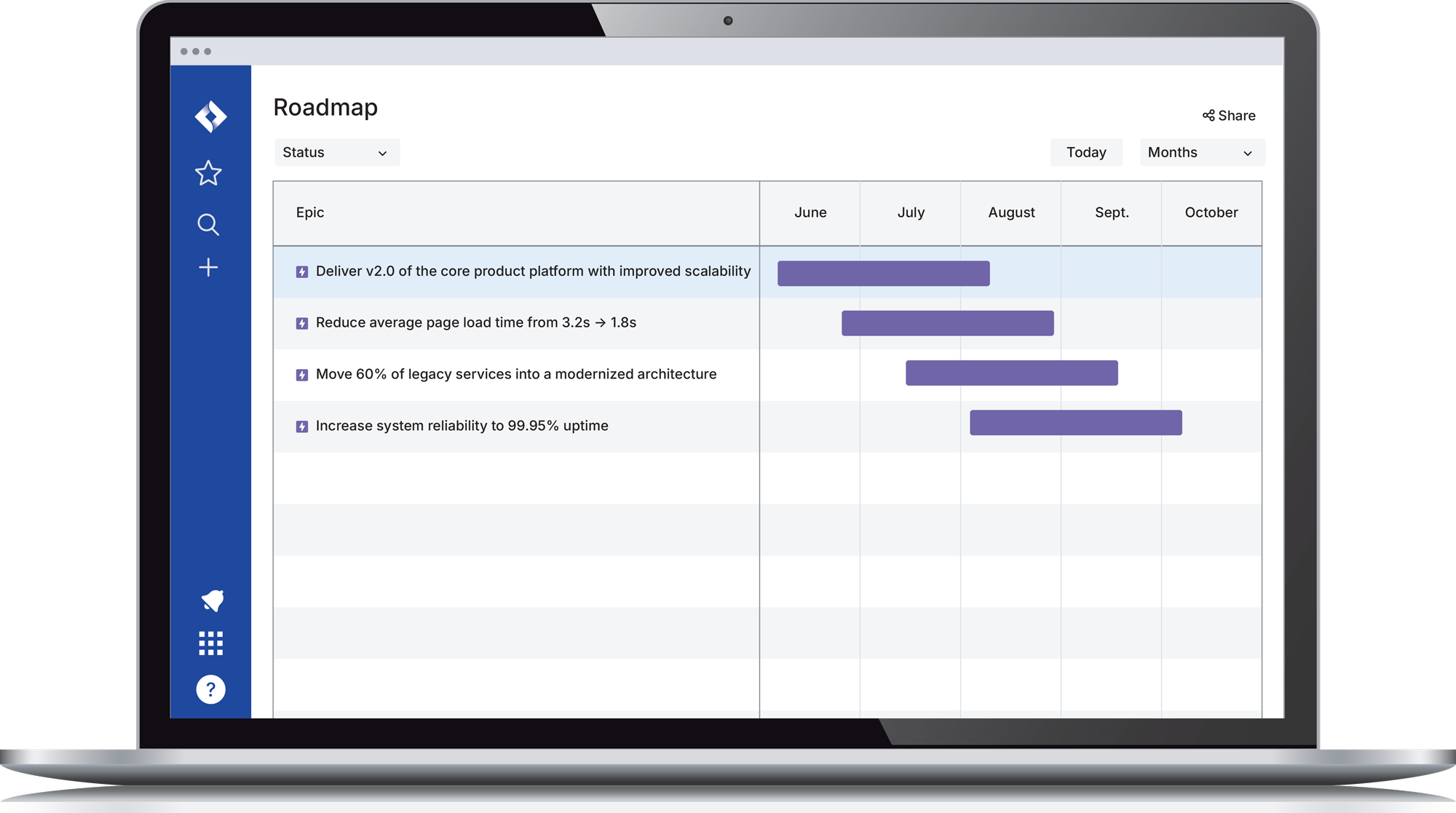 MatchStack Roadmap Dashboard on MacBook